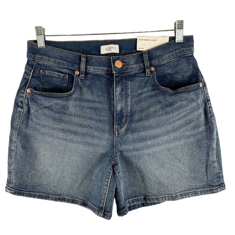 Loft Outlet Womens Size 6 Blue Jean Boyfriend Shorts Mid Rise NWT - Picture 1 of 7